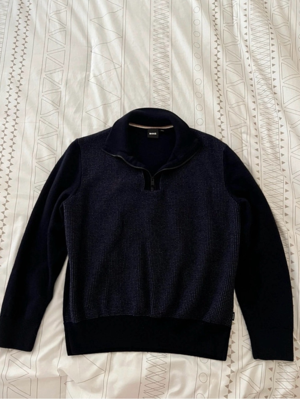 BOSS Navy Quarterzip